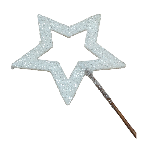 Stor �ben glitter stjerne hvid