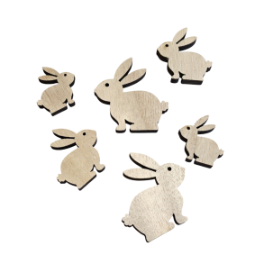 Tr� hare 3, 4, 5 cm 6 stk. ass. st�rrelser natur