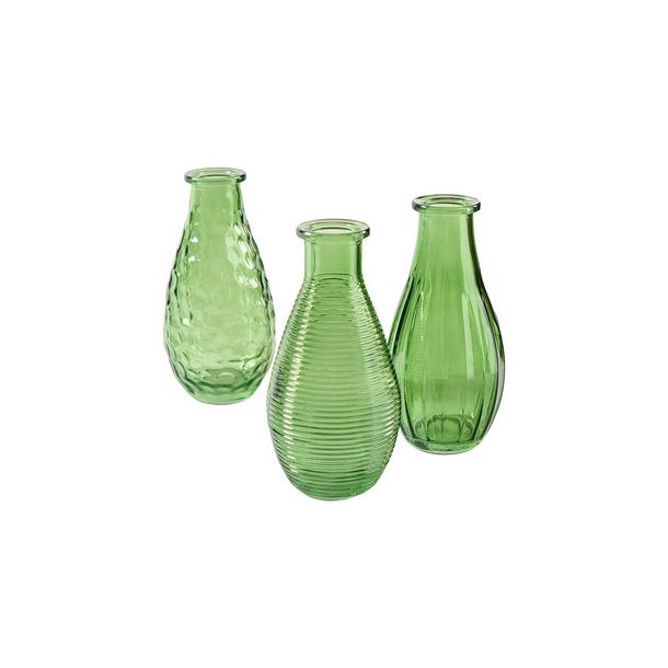 Glas vase gr�n 3stk. s�t