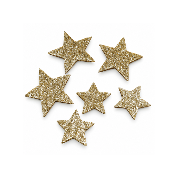 Stjerner i kunststof champagne � 4 &amp; 5 cm � 6 stk.