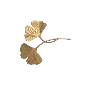 Ginkgo blad p� stilk � messing 10 cm