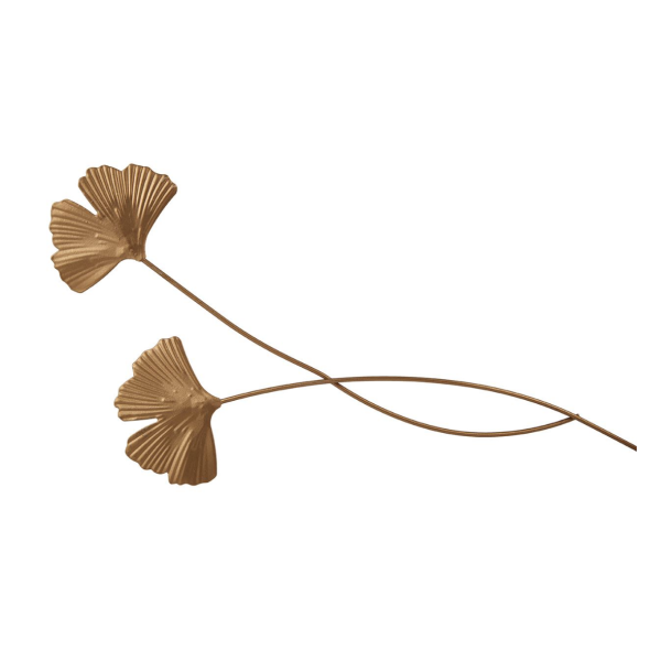 Ginkgo blad p� stilk � messing 32 cm