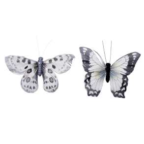 Sommerfugl sorte hvide nuancer s�t. 10 cm