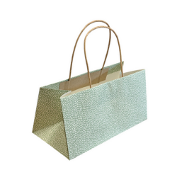 Papirtaske 24 cm m. prikker gr�n