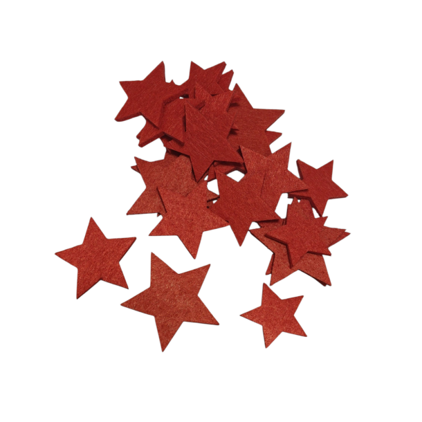 Filtstjerner r�d � ca. 20 stk ass. st�rrelser