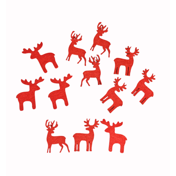 Rensdyr og elg i r�d filt � 12 stk.