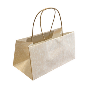 Papirtaske 24 cm m. prikker rosa