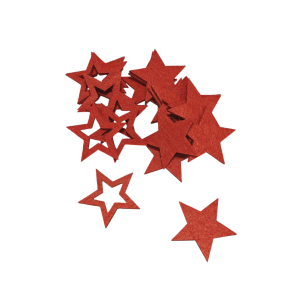 Stjerner i filt r�d 4,5 cm 24 stk.