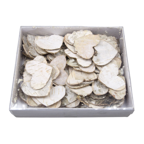 Birkehjerte 2.5 cm 180-200 stk hvidvasket