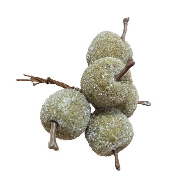 Dekorative �bler gr�n med frostlook � 5 stk
