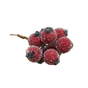 Dekorationsb�r r�d m. frost � bundt med 10 stk