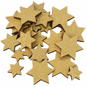 Glitter stjerner 24 stk. guld