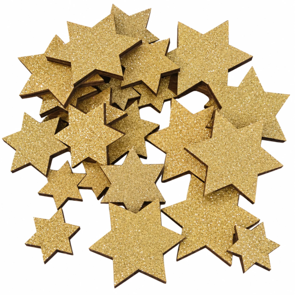 Glitter stjerner 24 stk. guld
