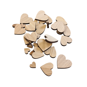 Tr� hjerter 30 stk - rustik tr�