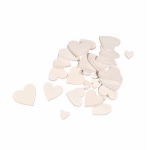 Tr� hjerter 30 stk - rustik hvid