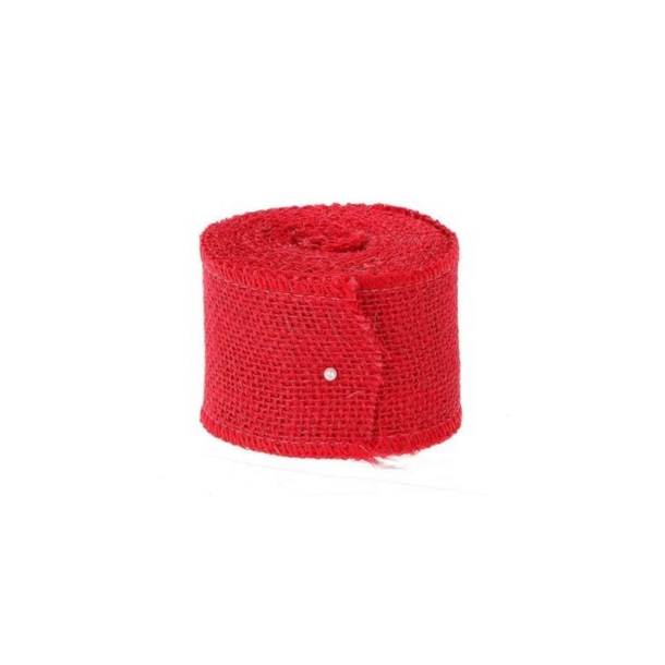 Juteb�nd 50mm r�d 5 meter rulle