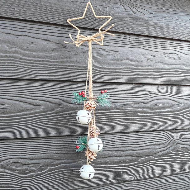 Oph�ng med bj�lder, kogler og b�r � hvid 48 cm