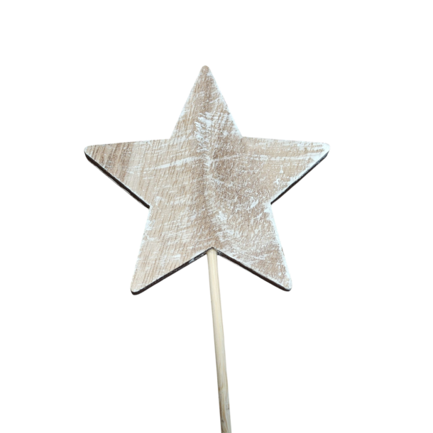 Stjerne i tr� p� splitbambus 8x8 cm