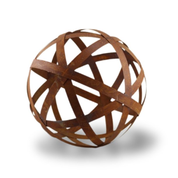 Kugle med strimler rust D. 20 cm