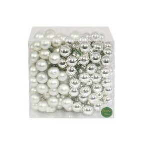 Glaskugle S�lv 25 mm p� wire 140 stk