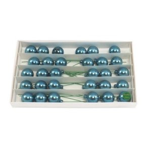 Glaskugle Petrol 40 mm p� wire 30 stk