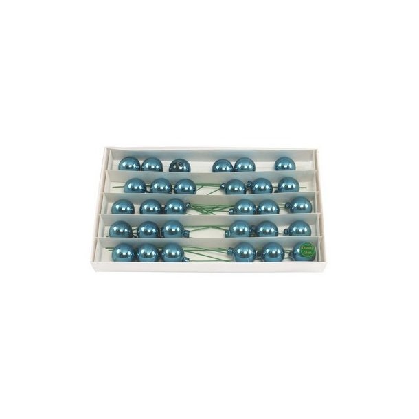 Glaskugle Petrol 40 mm p� wire 30 stk