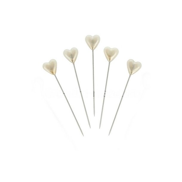Hjerte n�l 10x55 40 stk champagne