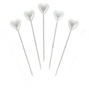 Hjerte n�l 10x55 40 stk hvid