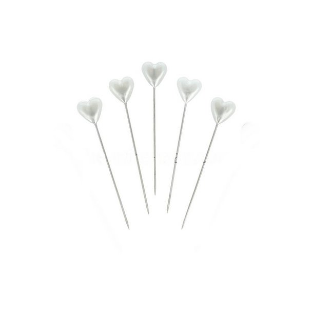 Hjerte n�l 10x55 40 stk hvid