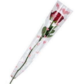 Cellofan rosenpose 65x14x3 cm med hjerter