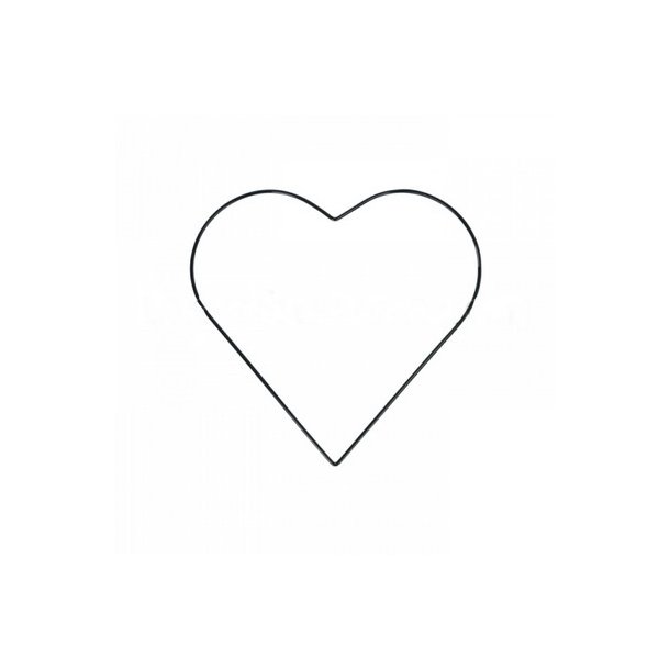 Metalhjerte 25 cm sort