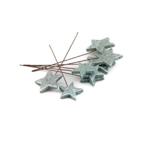 Glitter Stjerne pastel bl� p� tr�d