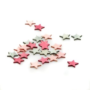 Tr� stjerne 2 cm mint/rosa mix