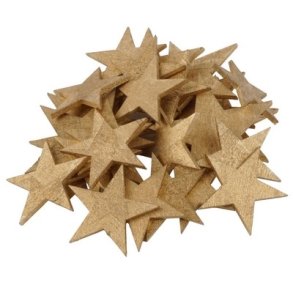 Tr� stjerne guld 3,5 cm 46-48 stk