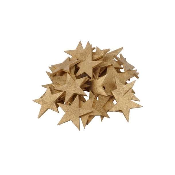 Tr� stjerne guld 5 cm 46-48 stk