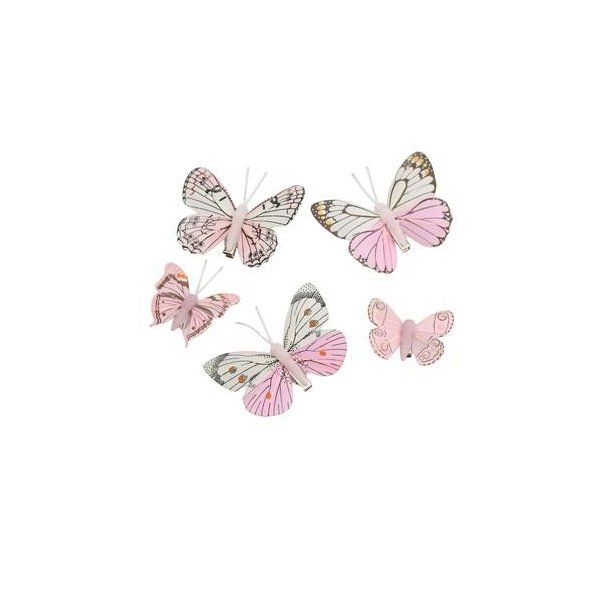Sommerfugle rosa nuancer 5 stk