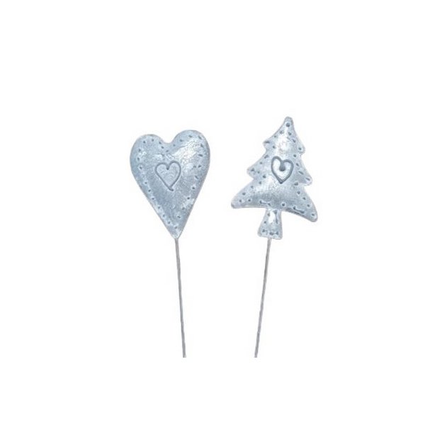 Hjerte samt juletr� med m�nster p� stilk