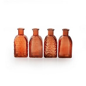 Glas vaser med m�nster 4 ass. orange firkantet