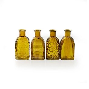 Glas vaser med m�nster 4 ass. gul