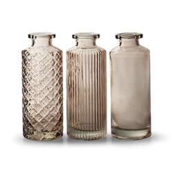 Glas vaser med m�nster 3 ass. beige 13,5 cm