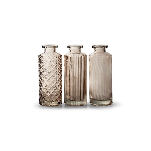 Glas vaser med m�nster 3 ass. beige 13,5 cm