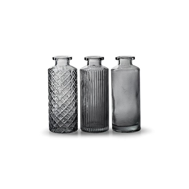Glas vaser med m�nster 3 ass. antarsit 13,5 cm