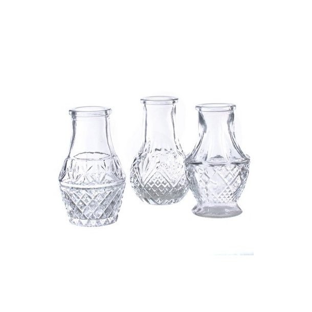 Glas vaser med m�nster 3 ass. klar 