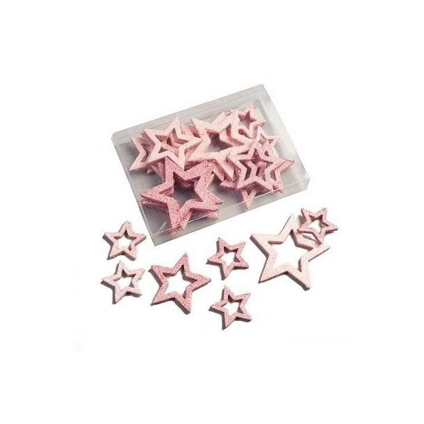 Glitter stjerne rosa mix ass.