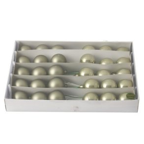 Glaskugle St�vet gr�n 50 mm p� wire 30 stk