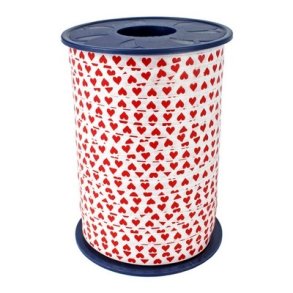 Gaveb�nd med sm� hjerter smal hel rulle