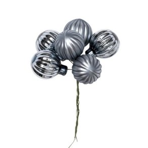 Glaskugle rillet bl� 30mm  6 stk.