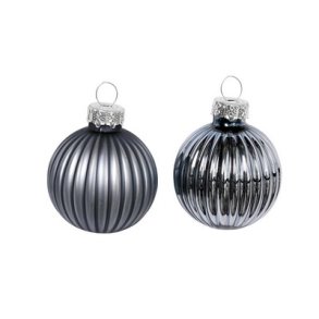 Glas kugle rillet bl� 40mm 2 stk.