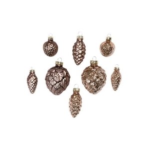 Glas kogler/n�dder med oph�ng kobber 8 ass.