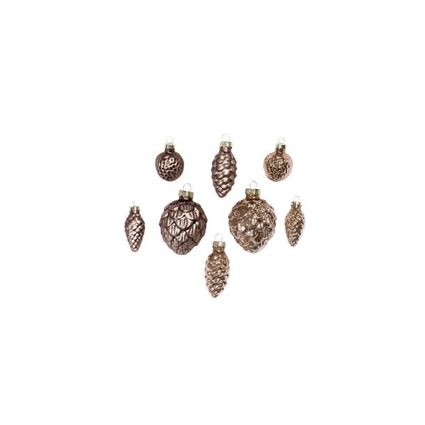 Glas kogler/n�dder med oph�ng kobber 8 ass.